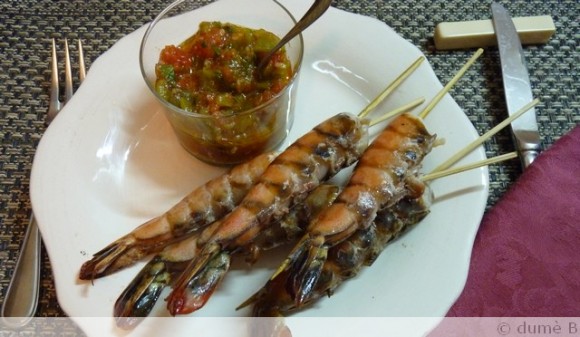 crevettes au gingembre avec leur sauce