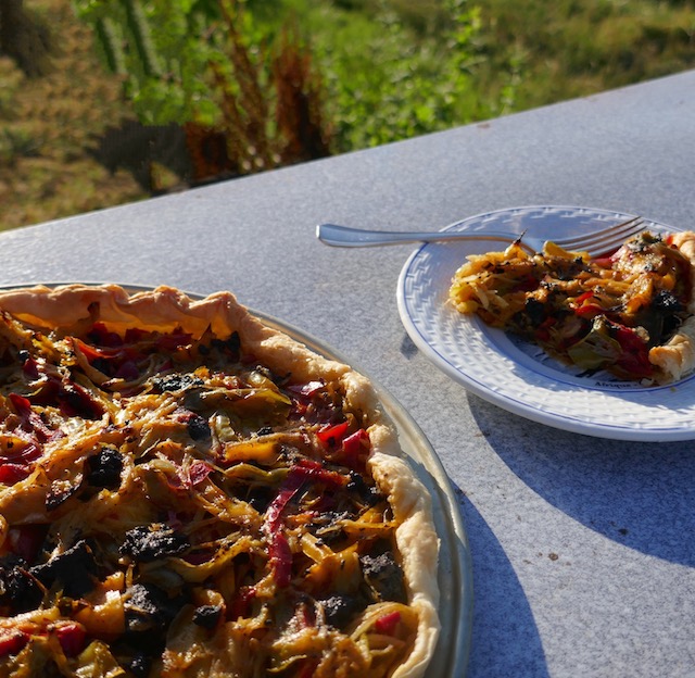 Tarte au poivron et boudin noir